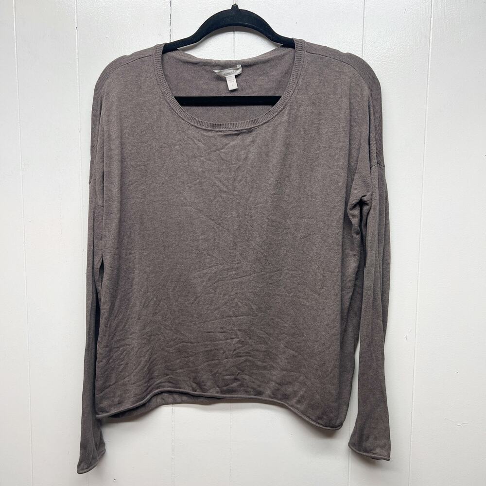 Garnet Hill Silk Cotton Women's Long Sleeve Sweater Sz Small Neutral Lightweight - Picture 1 of 10